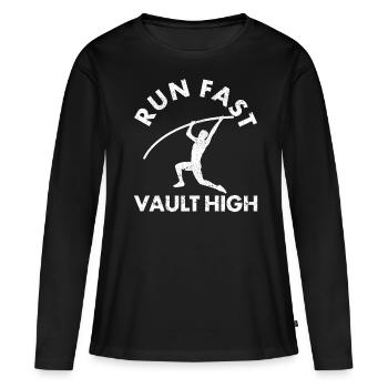 Saut à la perche amusant Saut à la perche - T-shirt manches longues Premium bio Femme - noir - Devant - Julia (174cm)