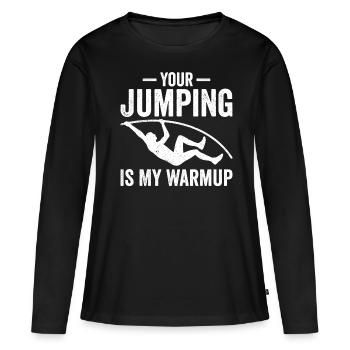 Saut à la perche amusant Saut à la perche - T-shirt manches longues Premium bio Femme - noir - Devant - Julia (174cm)
