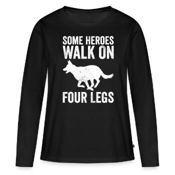 Policier Chien policier - T-shirt manches longues Premium bio Femme - noir - Devant - Julia (174cm)