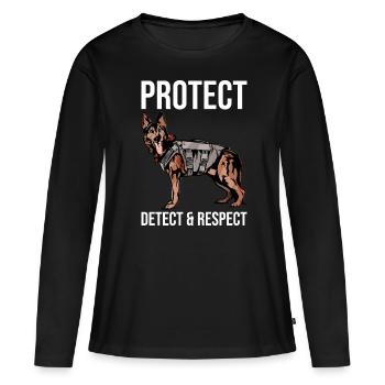 Policier Chien policier - T-shirt manches longues Premium bio Femme - noir - Devant - Julia (174cm)