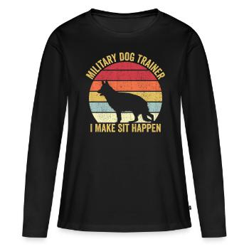 Hundetrainer Polizeihund Vintage - Frauen Premium Bio Langarmshirt - Schwarz - Vorne - Julia (174cm)
