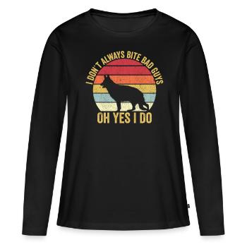 Policeman Police Dog Vintage - Women's Premium Organic Long Sleeve Shirt - black - Front - Julia (174cm)