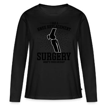 Arthroplastie du genou - T-shirt manches longues Premium bio Femme - noir - Devant - Julia (174cm)
