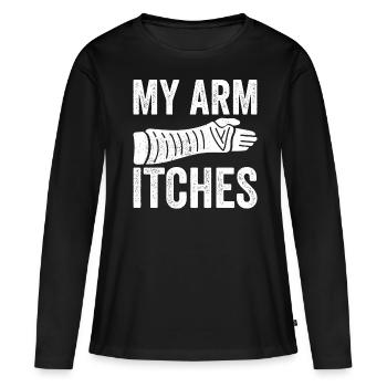 Bras cassé - T-shirt manches longues Premium bio Femme - noir - Devant - Julia (174cm)