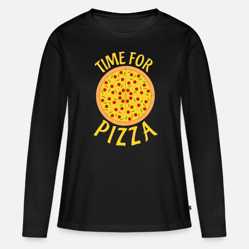 Pizza Time Pizzabäcker Pizzaria - Frauen Premium Bio Langarmshirt - Schwarz