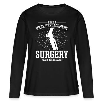Arthroplastie du genou - T-shirt manches longues Premium bio Femme - noir - Devant - Julia (174cm)