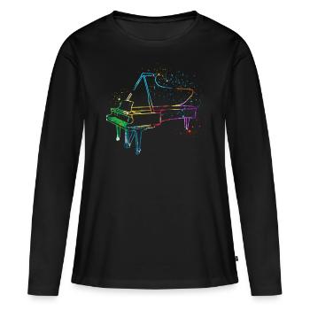 Piano, Pianist - Frauen Premium Bio Langarmshirt - Schwarz - Vorne - Julia (174cm)
