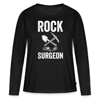 Chirurgien de roche Géologue Chasse aux rochers Chasseurs de roches - T-shirt manches longues Premium bio Femme - noir - Devant - Julia (174cm)