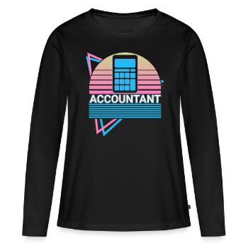Comptable Calcul Comptabilité Rétro - T-shirt manches longues Premium bio Femme - noir - Devant - Julia (174cm)
