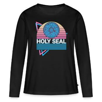 Heiliges Siegel Erzengel Retro - Frauen Premium Bio Langarmshirt - Schwarz - Vorne - Julia (174cm)