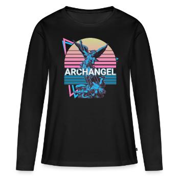 Erzengel Michael Sankt Michael Retro - Frauen Premium Bio Langarmshirt - Schwarz - Vorne - Julia (174cm)