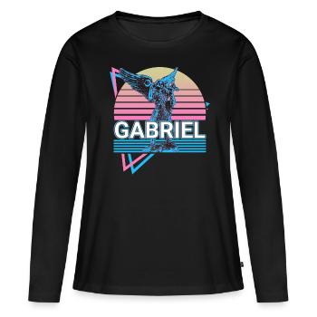 Gabriel Erzengel Retro - Frauen Premium Bio Langarmshirt - Schwarz - Vorne - Julia (174cm)