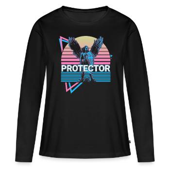 Beschützer Erzengel Michael Retro - Frauen Premium Bio Langarmshirt - Schwarz - Vorne - Julia (174cm)