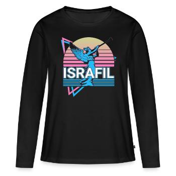 Israfil Archange Rétro - T-shirt manches longues Premium bio Femme - noir - Devant - Julia (174cm)