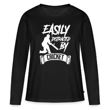 Cricket Cricketers Balle de cricket - T-shirt manches longues Premium bio Femme - noir - Devant - Julia (174cm)