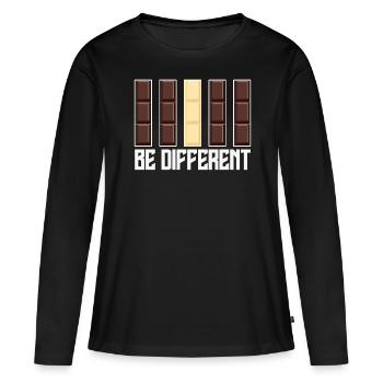 Chocolat Soyez différent Chocolat - T-shirt manches longues Premium bio Femme - noir - Devant - Julia (174cm)