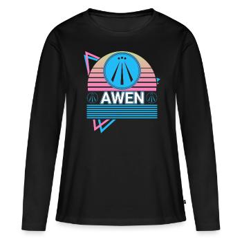 Awen Druide Paganisme Celtique Wiccan Rétro - T-shirt manches longues Premium bio Femme - noir - Devant - Julia (174cm)