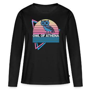 Eule der Athene Retro - Frauen Premium Bio Langarmshirt - Schwarz - Vorne - Julia (174cm)