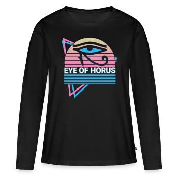 Oeil d’Horus Rétro - T-shirt manches longues Premium bio Femme - noir - Devant - Julia (174cm)