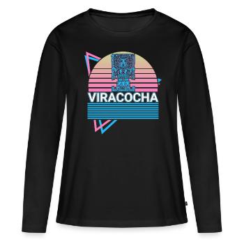 Viracocha Inca Rétro - T-shirt manches longues Premium bio Femme - noir - Devant - Julia (174cm)