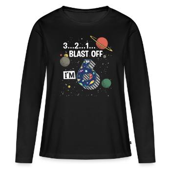 Blast Off J’ai 6 ans, 6ème anniversaire - T-shirt manches longues Premium bio Femme - noir - Devant - Julia (174cm)