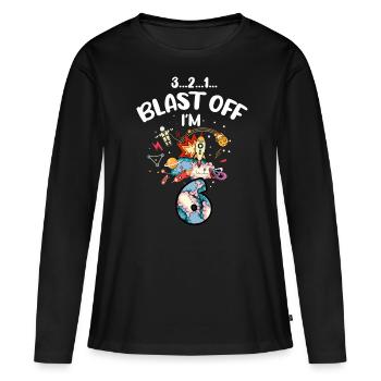 Blast Off J’ai 6 ans, 6ème anniversaire - T-shirt manches longues Premium bio Femme - noir - Devant - Julia (174cm)