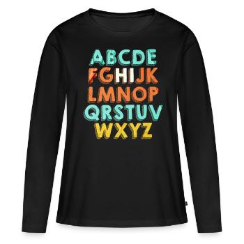 ABC Hello Kindergarten Back to School - T-shirt manches longues Premium bio Femme - noir - Devant - Julia (174cm)