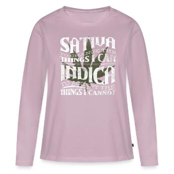 Sativa pour changer les choses que je peux - T-shirt manches longues Premium bio Femme - rose poudré - Devant - Julia (174cm)