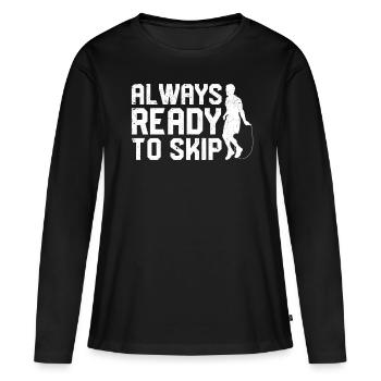 Lustiges Springseil Springseil springen Seil sprin - Frauen Premium Bio Langarmshirt - Schwarz - Vorne - Julia (174cm)
