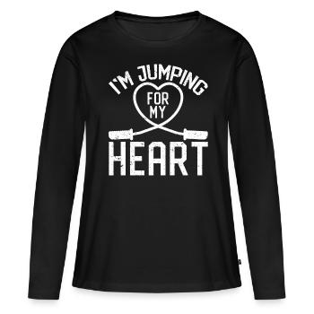 Corde à sauter amusante Je saute avec la corde pour m - T-shirt manches longues Premium bio Femme - noir - Devant - Julia (174cm)