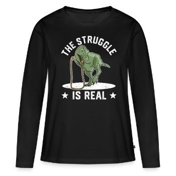 Lustiges Springseil Springseil springen Der Kampf - Frauen Premium Bio Langarmshirt - Schwarz - Vorne - Julia (174cm)