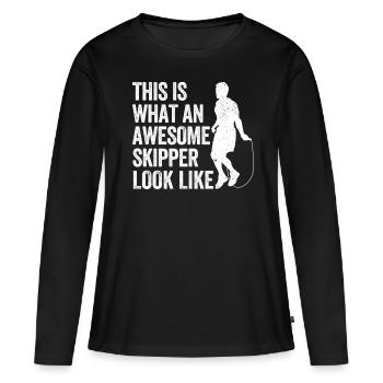 Lustiges Springseil Springseil - Frauen Premium Bio Langarmshirt - Schwarz - Vorne - Julia (174cm)