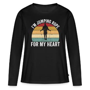 Lustiges Springseil Springseil springen Springseil - Frauen Premium Bio Langarmshirt - Schwarz - Vorne - Julia (174cm)