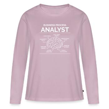 Analyste des processus d’affaires - T-shirt manches longues Premium bio Femme - rose poudré - Devant - Julia (174cm)