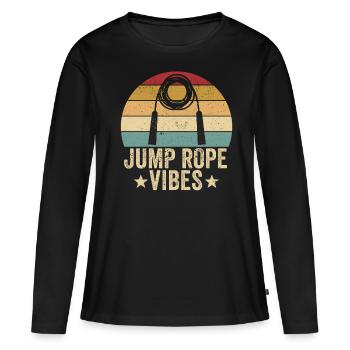 Drôle de corde à sauter corde à sauter corde à sauter sprin - T-shirt manches longues Premium bio Femme - noir - Devant - Julia (174cm)