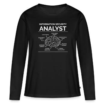 Analyste de la sécurité de l’information - T-shirt manches longues Premium bio Femme - noir - Devant - Julia (174cm)