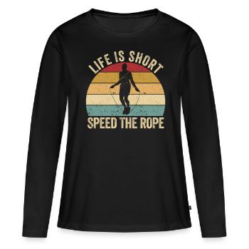 Lustiges Springseil Springseil Springseil Das Lebe - Frauen Premium Bio Langarmshirt - Schwarz - Vorne - Julia (174cm)