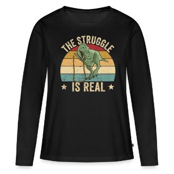 Lustiges Springseil Springseil springen Der Kampf - Frauen Premium Bio Langarmshirt - Schwarz - Vorne - Julia (174cm)
