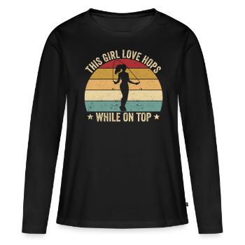 Drôle de corde à sauter cette fille sautillant - T-shirt manches longues Premium bio Femme - noir - Devant - Julia (174cm)