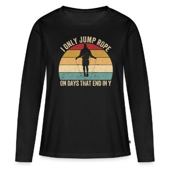 Lustiges Springseil Springseil springen Springseil - Frauen Premium Bio Langarmshirt - Schwarz - Vorne - Julia (174cm)