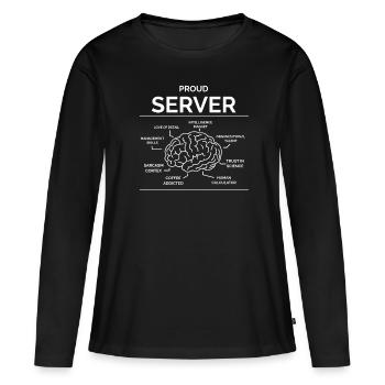 Serveur Serveuse Directeur de restaurant - T-shirt manches longues Premium bio Femme - noir - Devant - Julia (174cm)