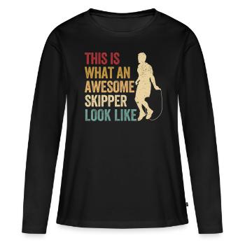 Lustiges Springseil Springseil Springseil Awesome - Frauen Premium Bio Langarmshirt - Schwarz - Vorne - Julia (174cm)