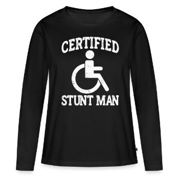 Certificat de paraplégie à handicap paraplégique - T-shirt manches longues Premium bio Femme - noir - Devant - Julia (174cm)