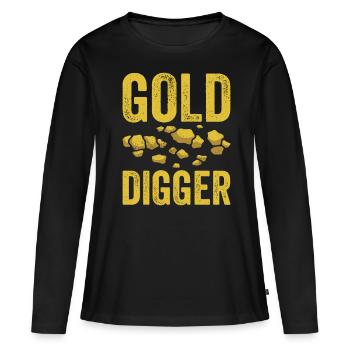 Drôles de chercheurs d’or Mineurs d’or Chercheurs d’or Goldgr - T-shirt manches longues Premium bio Femme - noir - Devant - Julia (174cm)