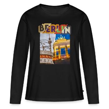 Berlin Allemagne City Skyline Vintage Rétro - T-shirt manches longues Premium bio Femme - noir - Devant - Julia (174cm)
