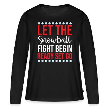 Bataille de boules de neige - Que la bataille de boules de neige commence à lire - T-shirt manches longues Premium bio Femme - noir - Devant - Julia (174cm)