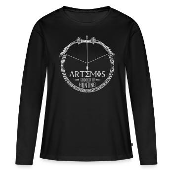 Artemis Dieu, Dieu grec - T-shirt manches longues Premium bio Femme - noir - Devant - Julia (174cm)