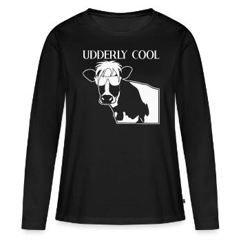 Cow Farmer Ferme Veau Veau Vaches - T-shirt manches longues Premium bio Femme - noir - Devant - Julia (174cm)