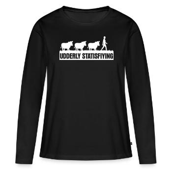 Vache Élevage Veau Fermier Veau Vaches - T-shirt manches longues Premium bio Femme - noir - Devant - Julia (174cm)