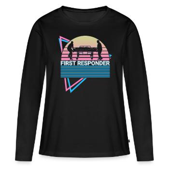 Rétro des premiers intervenants - T-shirt manches longues Premium bio Femme - noir - Devant - Julia (174cm)